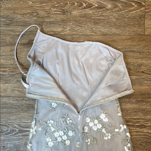 Lucy in the Sky Women's Size XS One Shoulder Dress with Gray Floral Embroidery - Picture 10 of 10